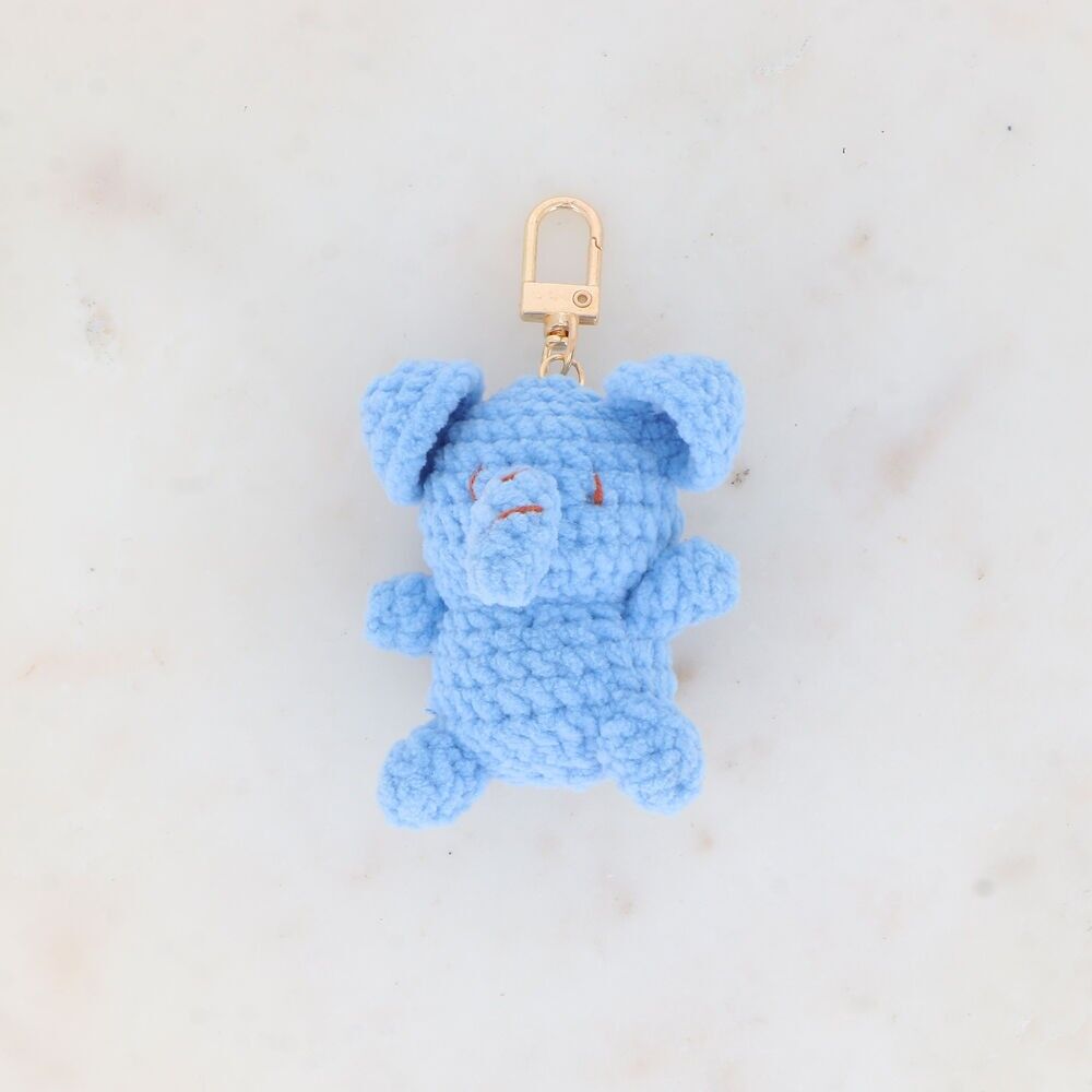 Handmade crochet elephant keychain