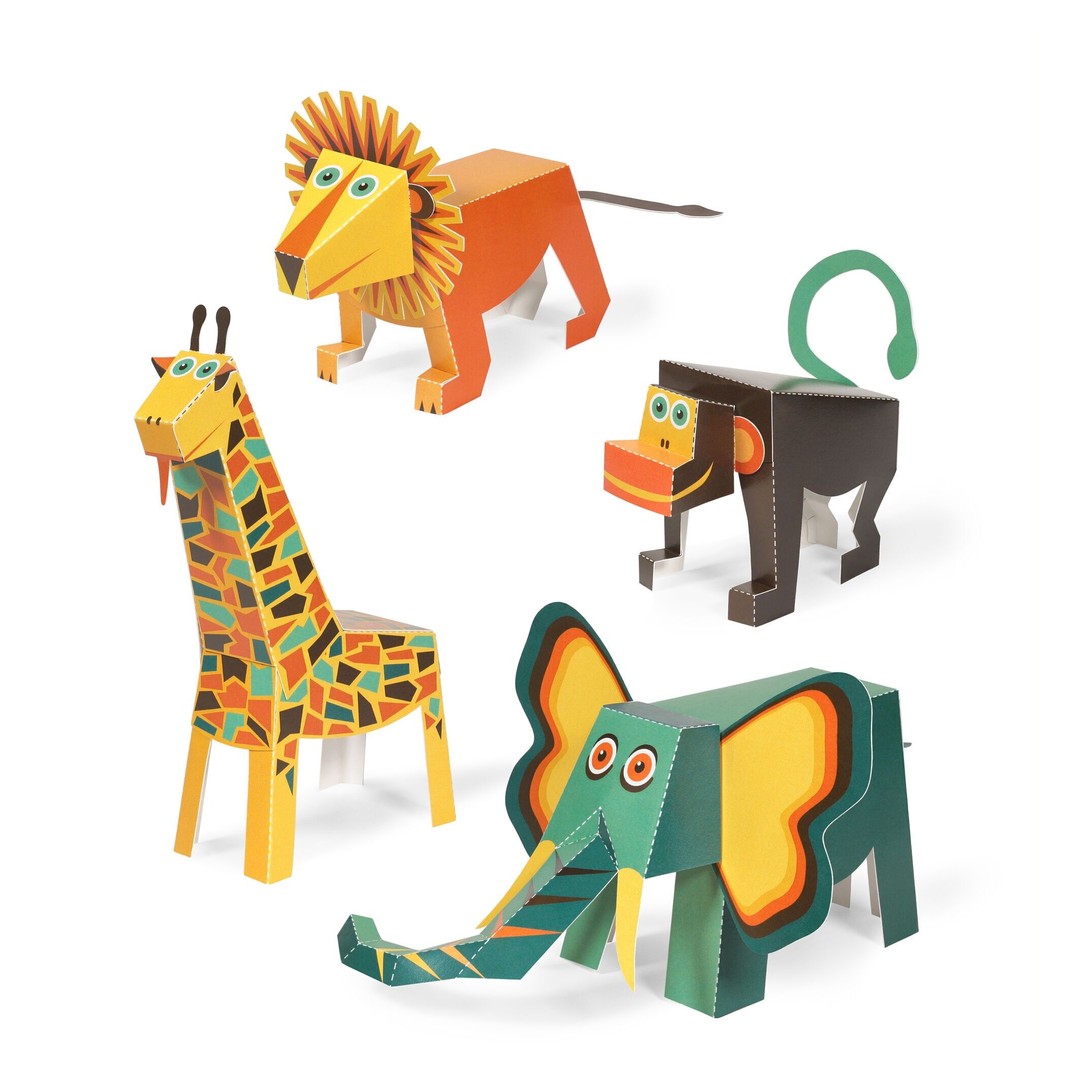 Dschungeltiere Papierspielzeug - DIY Bastelset