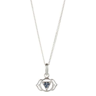 Third eye chakra necklace - silver__sapphire / 32" link chain