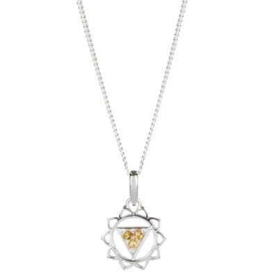 Solar plexus chakra necklace - silver__citrine / 32" link chain
