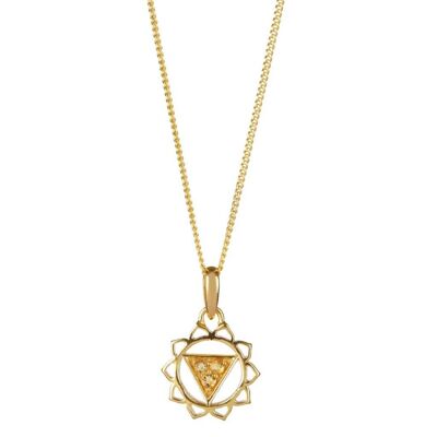 Solar plexus chakra necklace - gold__citrine / 32" link chain
