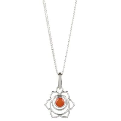 Sacral chakra necklace - silver__carnelian / 32" link chain
