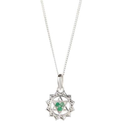 Heart chakra necklace - silver__emerald / 32" link chain