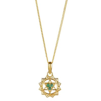 Heart chakra necklace - gold__emerald / 32" link chain