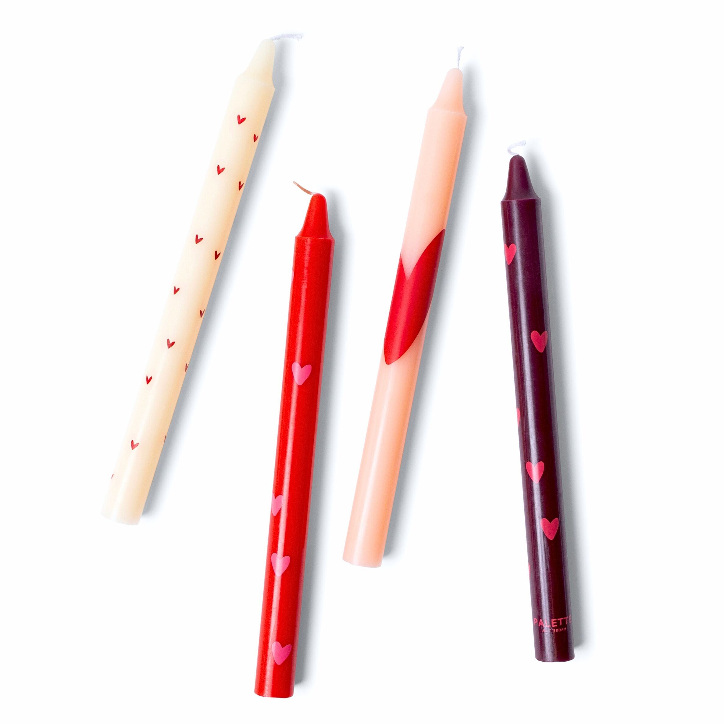 Design-Tafelkerzen - 4er-Set - Hearts On Fire