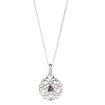Crown chakra necklace - silver__amethyst / 32" link chain