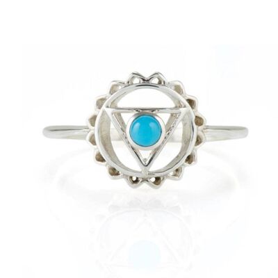 Throat chakra ring - silver__turquoise / s