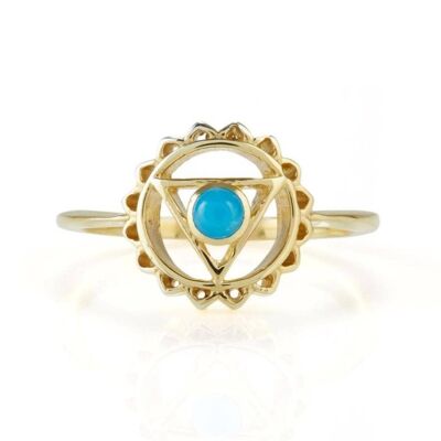 Throat chakra ring - gold__turquoise / s