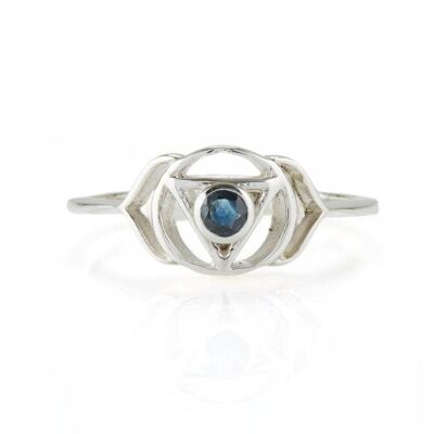 Third eye chakra ring - silver__sapphire / s