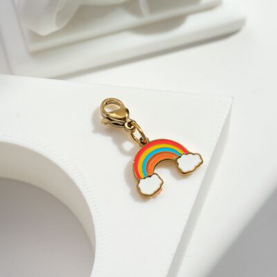 Charm colgante de acero inoxidable con arcoíris dorado