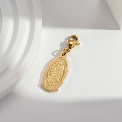 Charm colgante de la Virgen María de acero inoxidable grabado