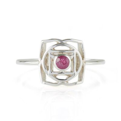 Root chakra ring - silver__ruby / s