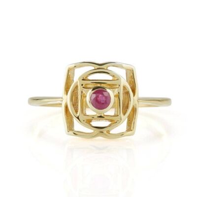 Root chakra ring - gold__ruby / s
