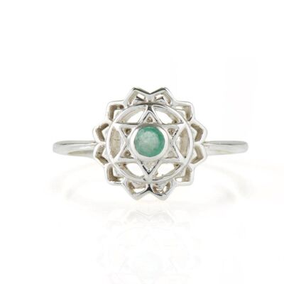 Heart chakra ring - silver__emerald / s