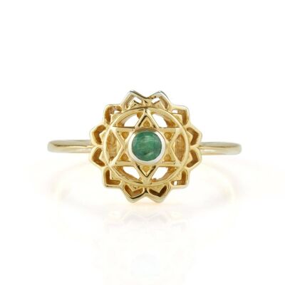 Heart chakra ring - gold__emerald / s