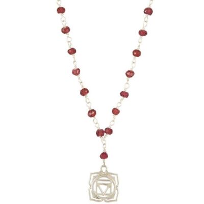 ROOT CHAKRA GEMSTONE NECKLACE - SILVER__default