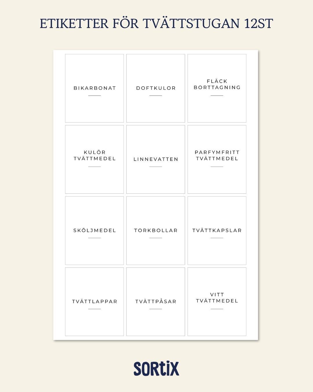 Labels laundry room swedish 12pcs