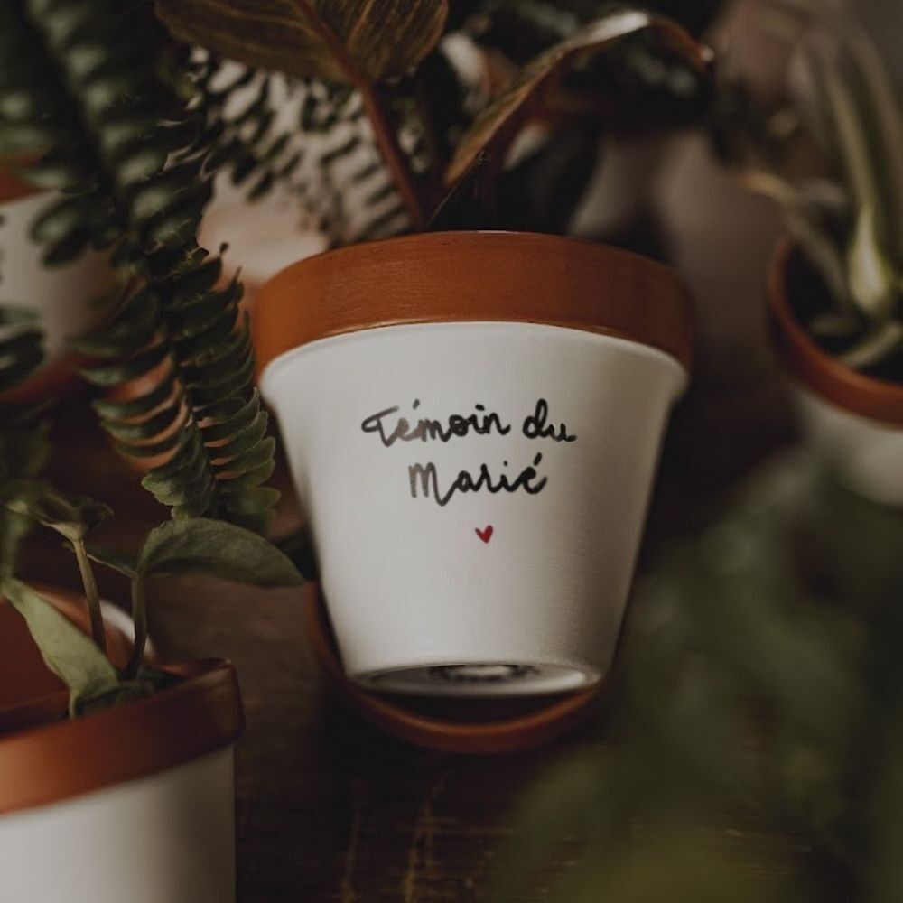 Vaso per fiori "Testimone dello sposo ♥" Regalo di nozze originale, fatto a mano - vaso per fiori in terracotta