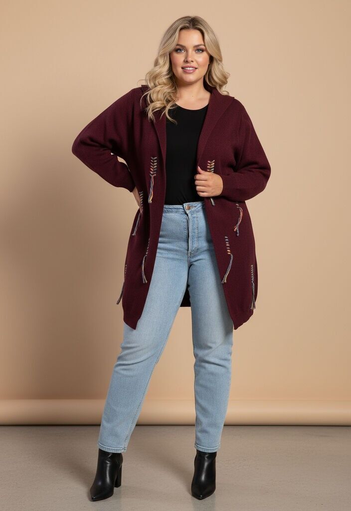 Rote Weste in Übergröße mit bunten Nähten (JX083)