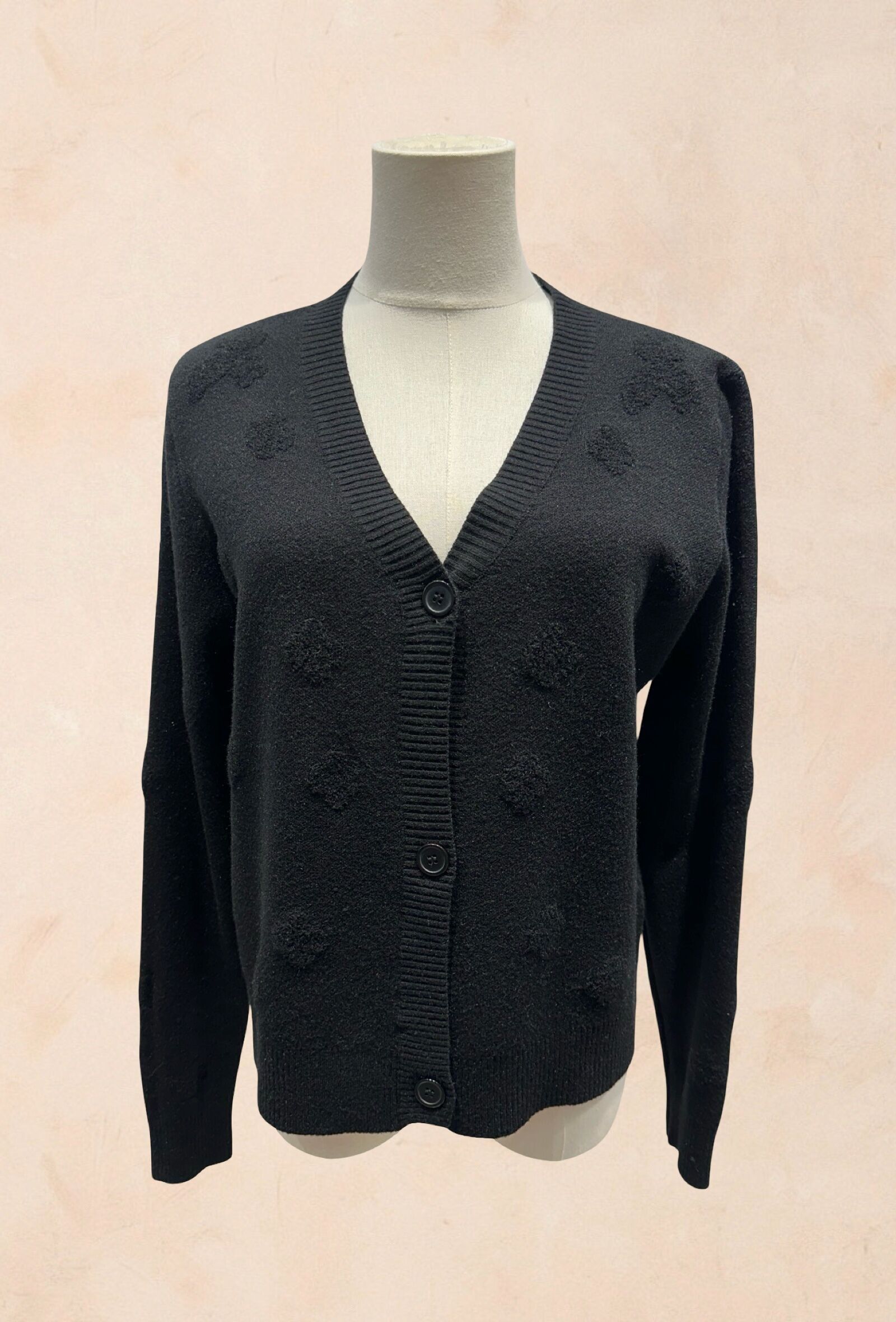 Cárdigan marrón texturizado con estampado tono sobre tono - Viscosa - 98300