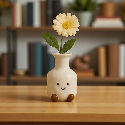 Vase en céramique au visage souriant | Décoration d'intérieur créative