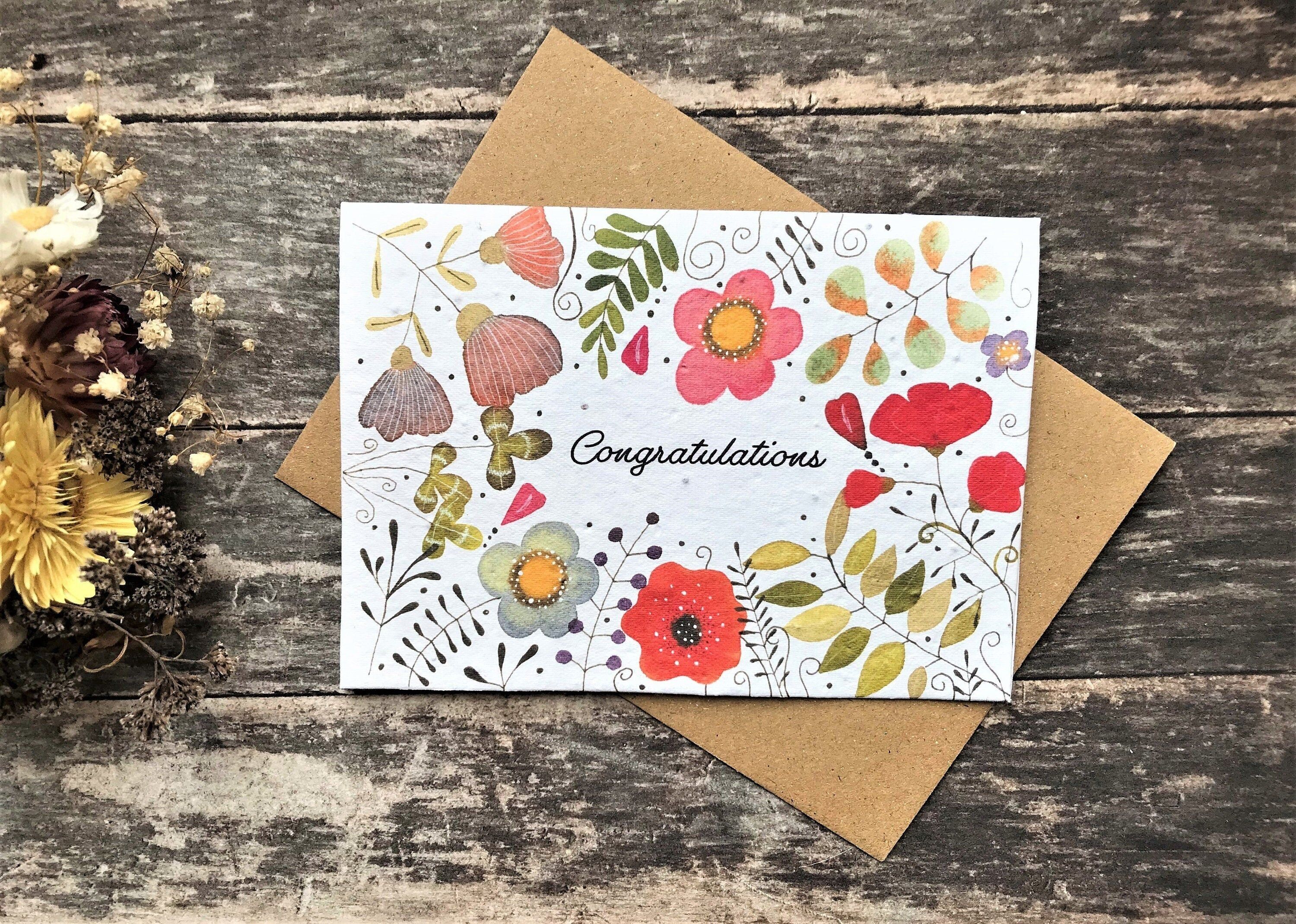 Plantable Congratulations Seed Paper Card: Flower Card
