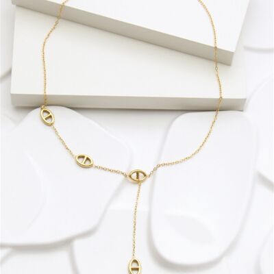 Collier Acier Inoxydable Doré Boucle Marine, Collier Style Nautique