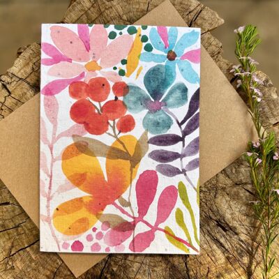 Biglietto di auguri di compleanno con semi piantabili: biglietto ecologico floreale