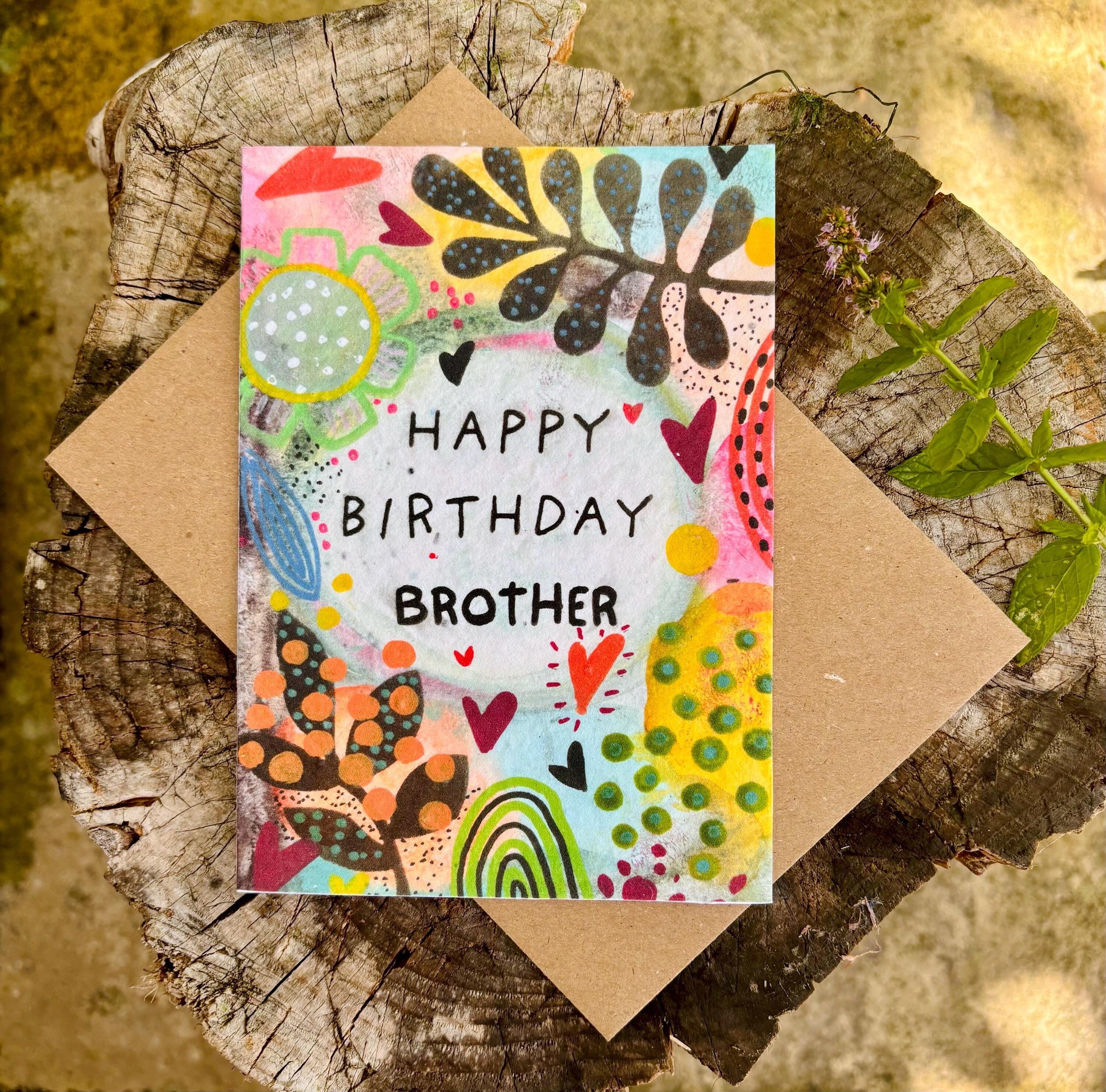 Biglietto di auguri di compleanno per fratello con carta con semi piantabili: biglietto ecologico con fiori di campo