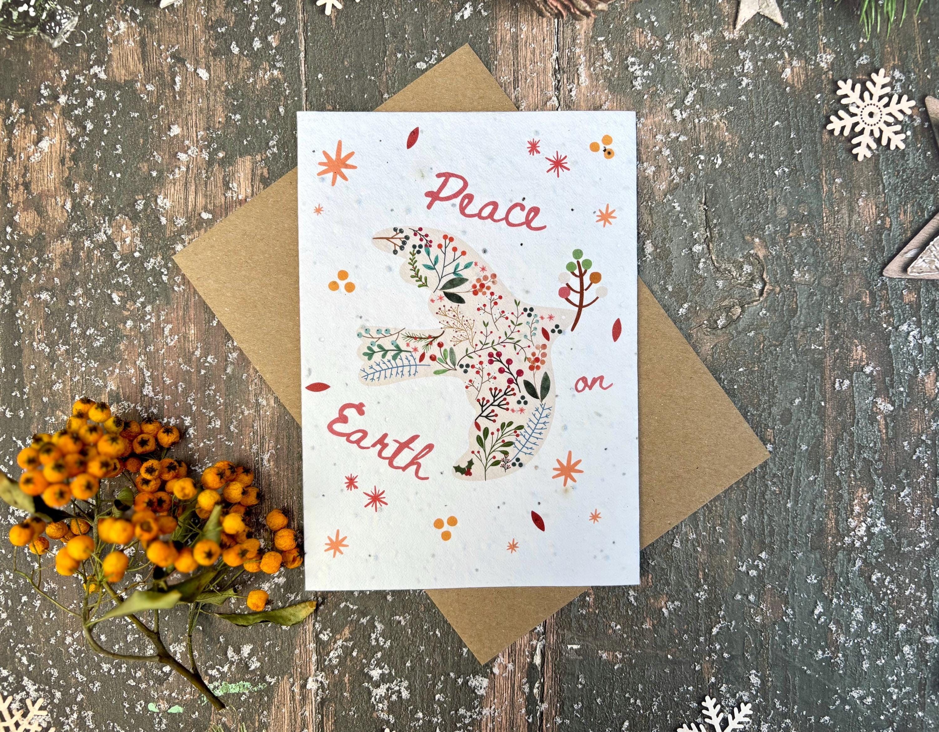 Plantable Seed Paper Christmas Card: Wreath Illustration, Eco-Friendly