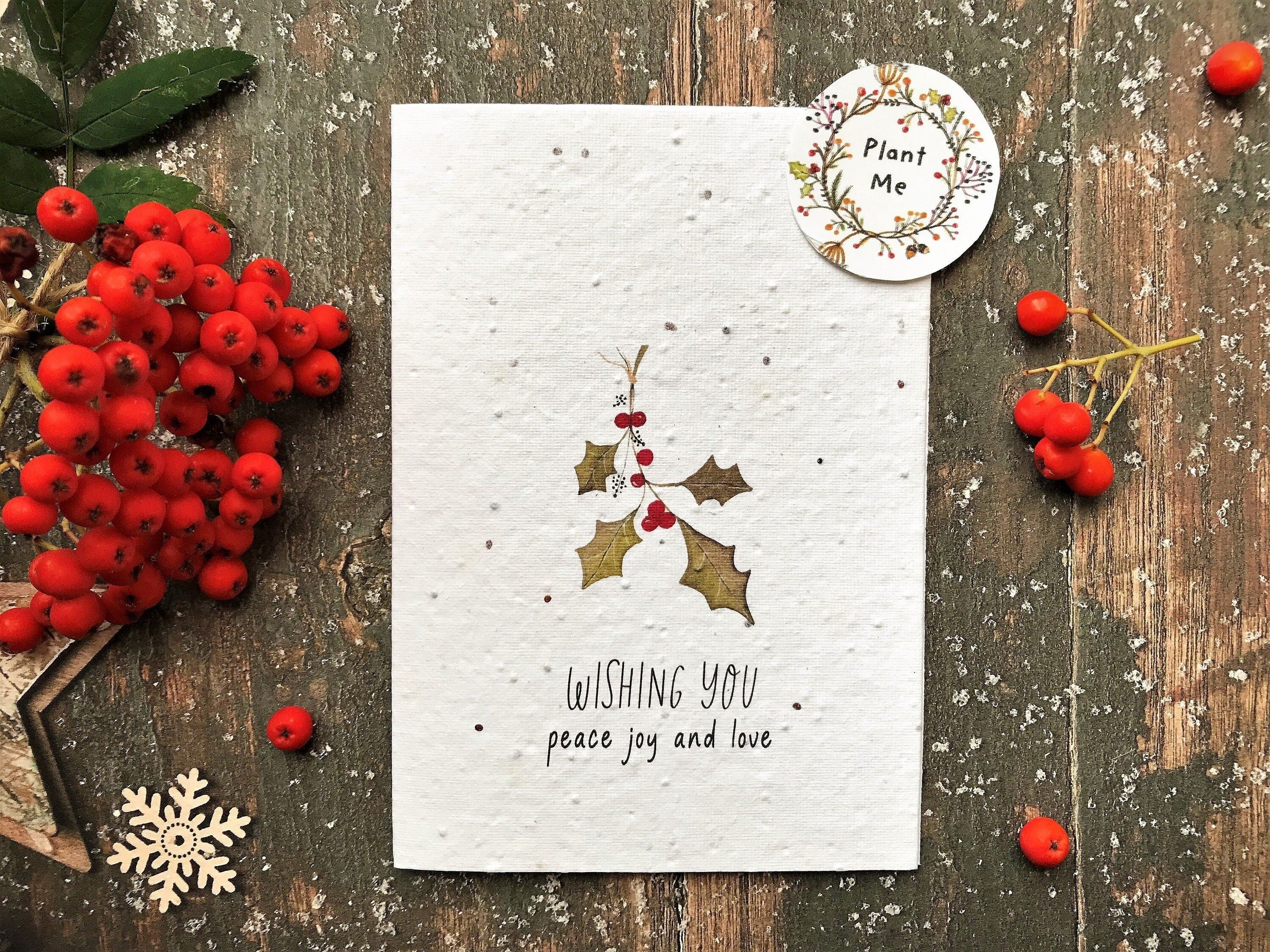 Plantable Seed  Paper Christmas cards,Illustrated Christmas card,