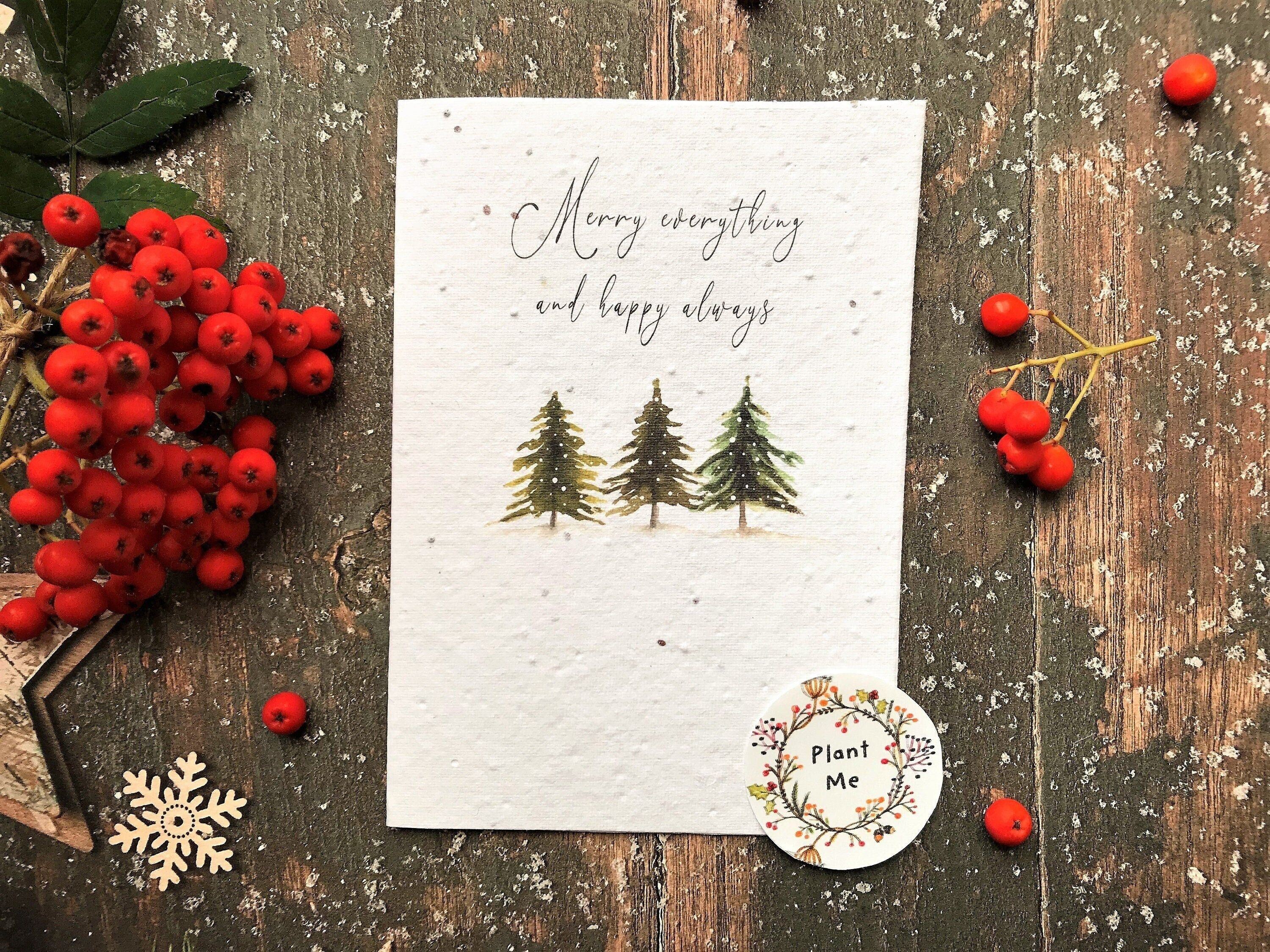 Plantable Seed Paper Christmas Card: Christmas Tree Illustration