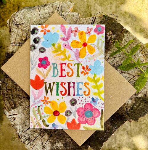 Plantable Seed Paper Card: Floral Birthday Card with Recycled Envelope