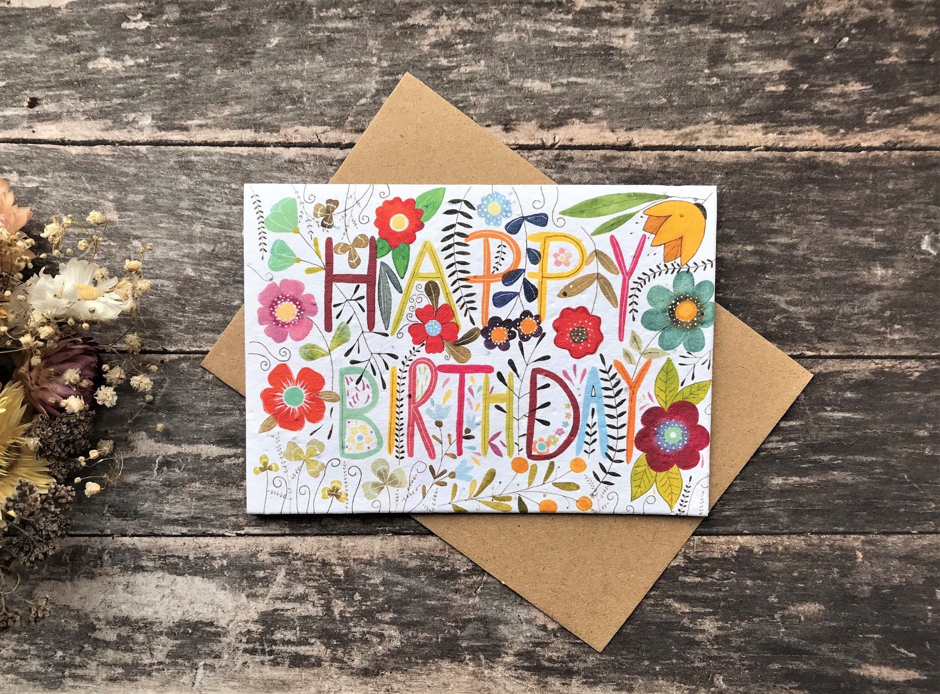 Plantable Seed Paper Birthday Card: Bee & Flower Design