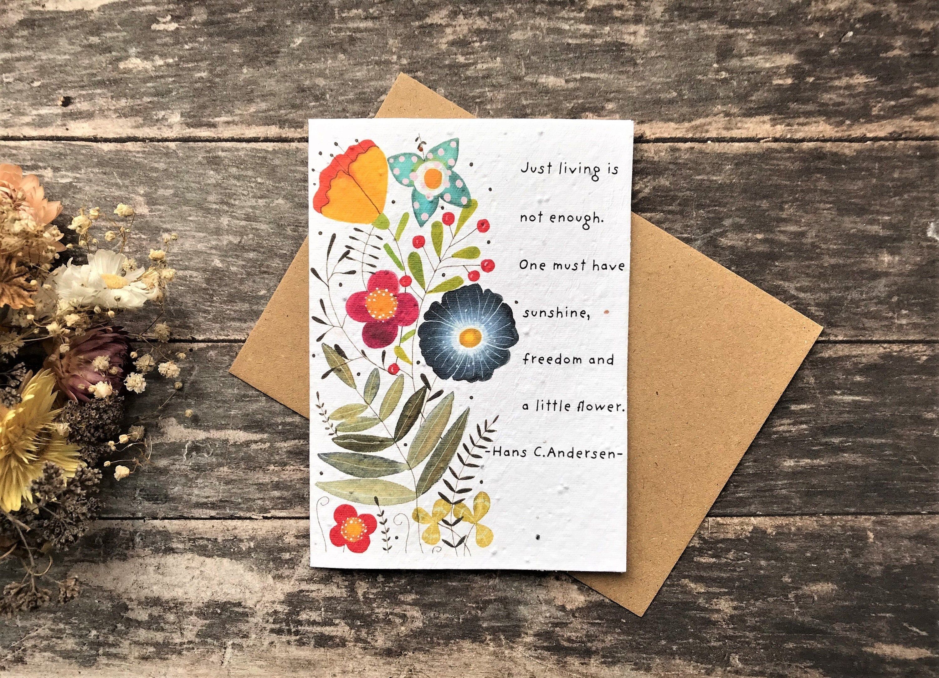 Plantable Seed Paper Flower Card: Inspirational Quote, Eco-Friendly