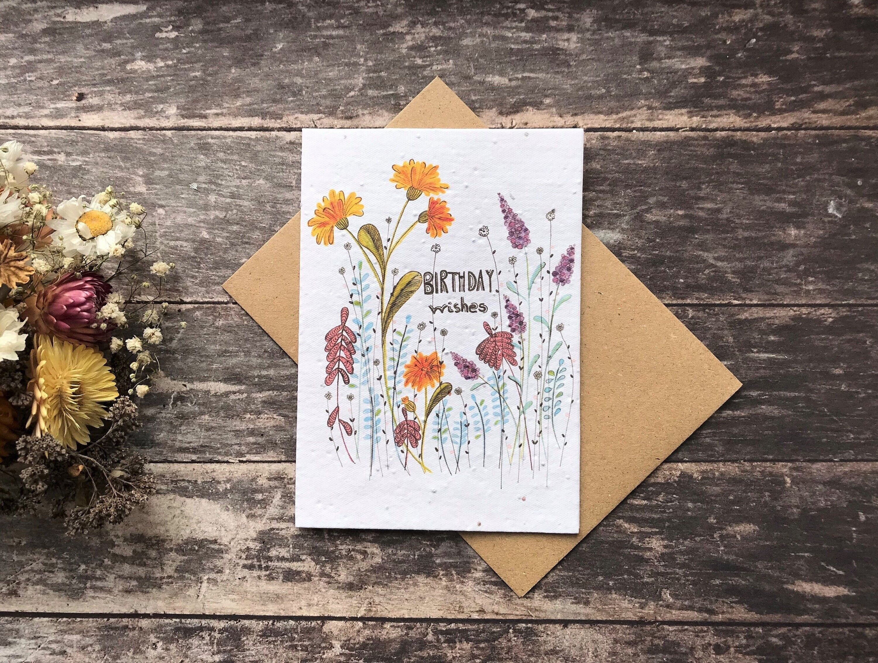 Plantable Seed Paper Birthday Card: Meadow Flowers