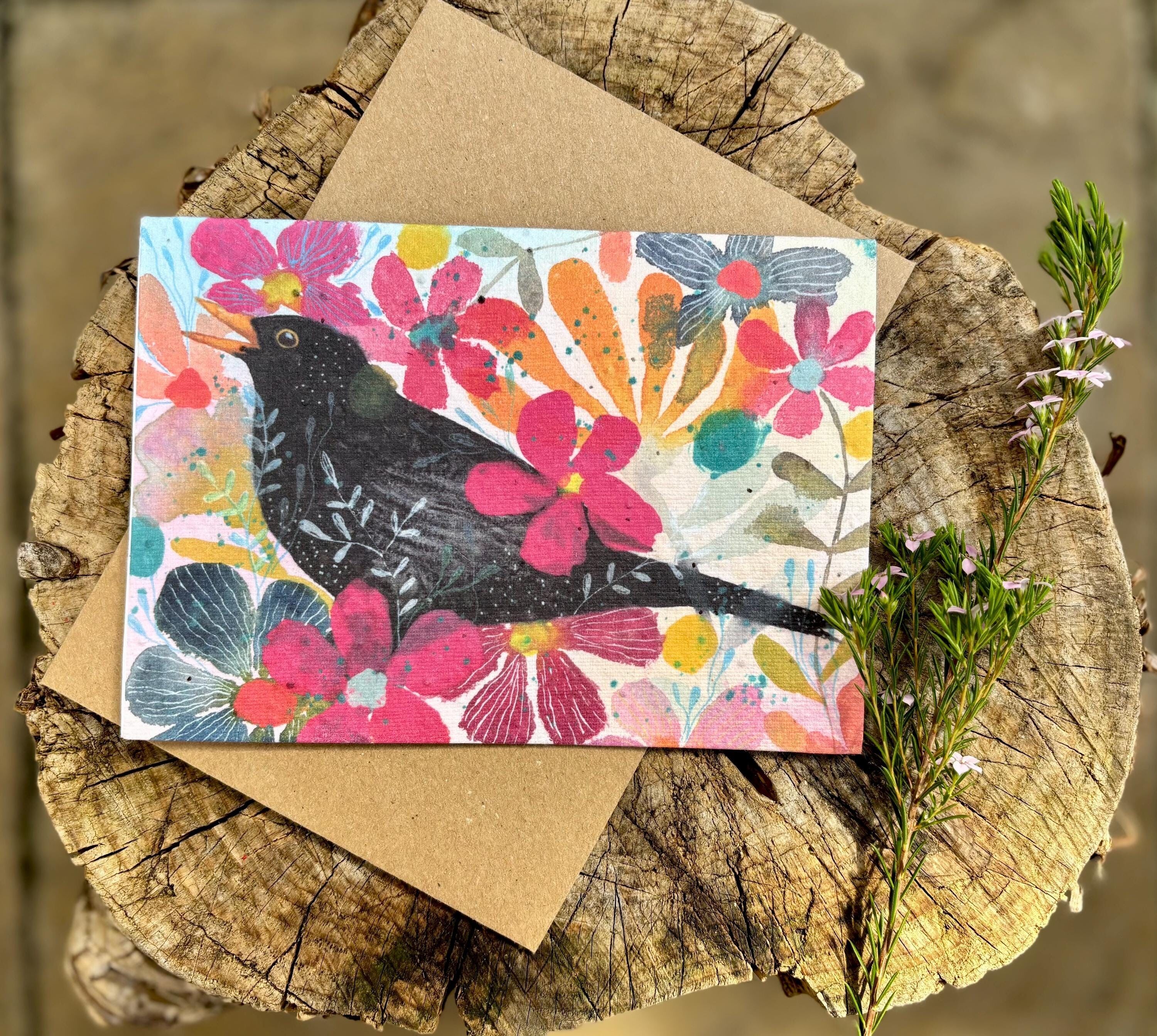 Biglietto di auguri di compleanno con semi piantabili: biglietto ecologico floreale