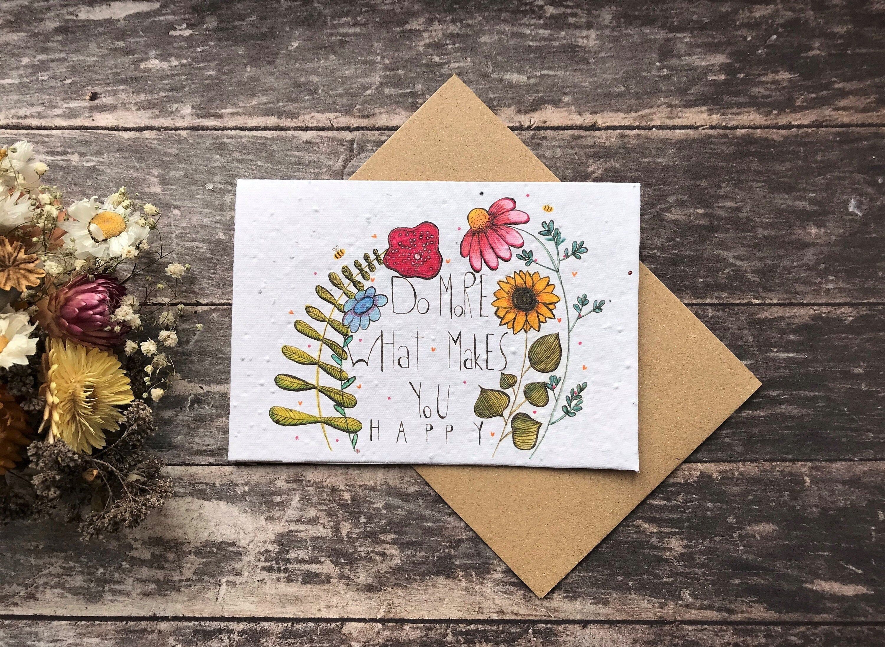Plantable Seed Paper Birthday Card: Watercolor Flower Design