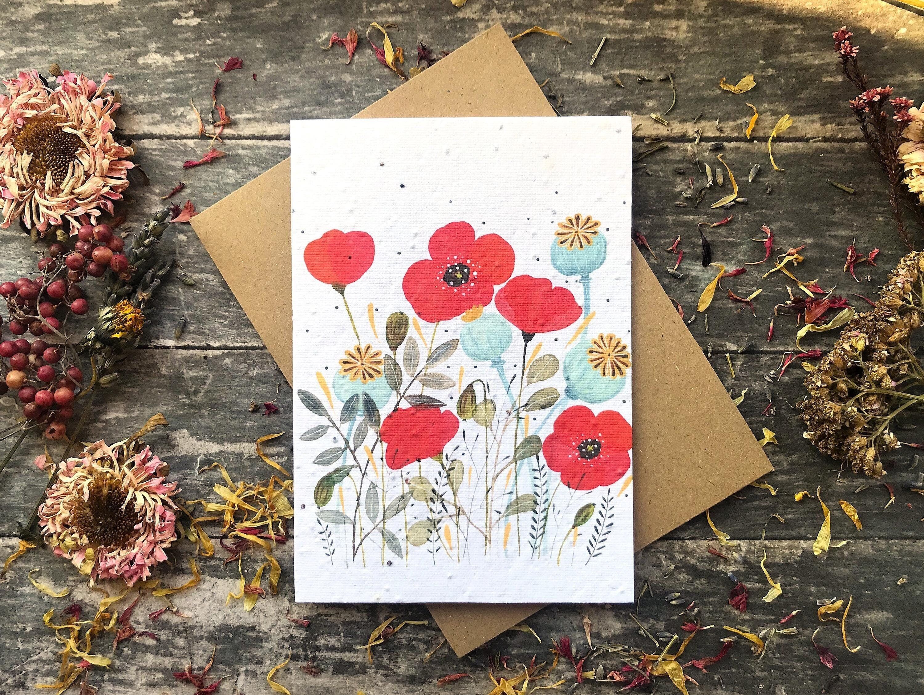 Plantable Poppy Seed Paper Card: Eco-Friendly Floral Art