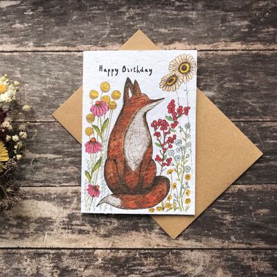 Biglietto di auguri di compleanno con semi piantumabili: Fox Woodland Design