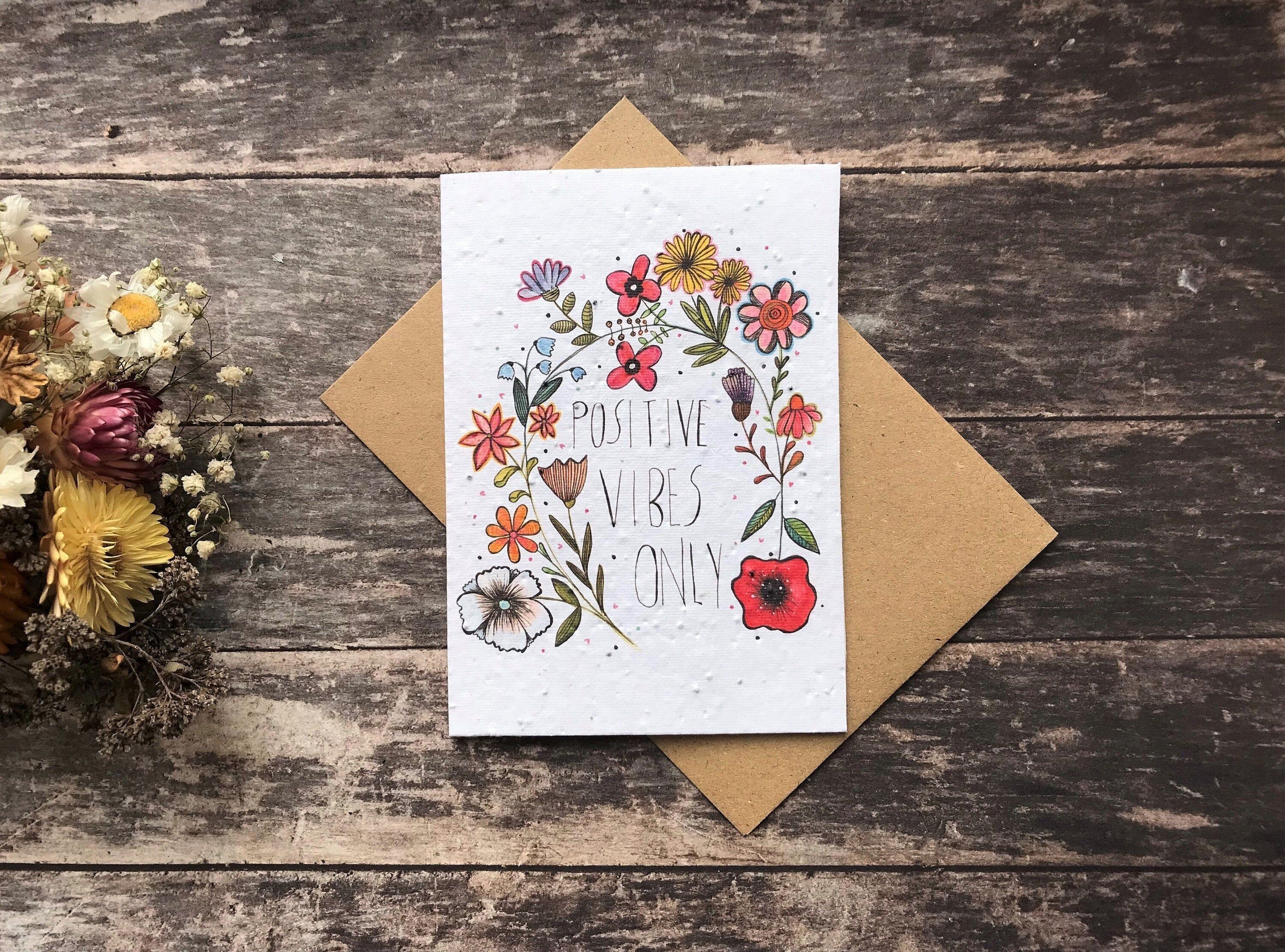 Plantable Seed Paper Birthday Card: Watercolor Flower Design
