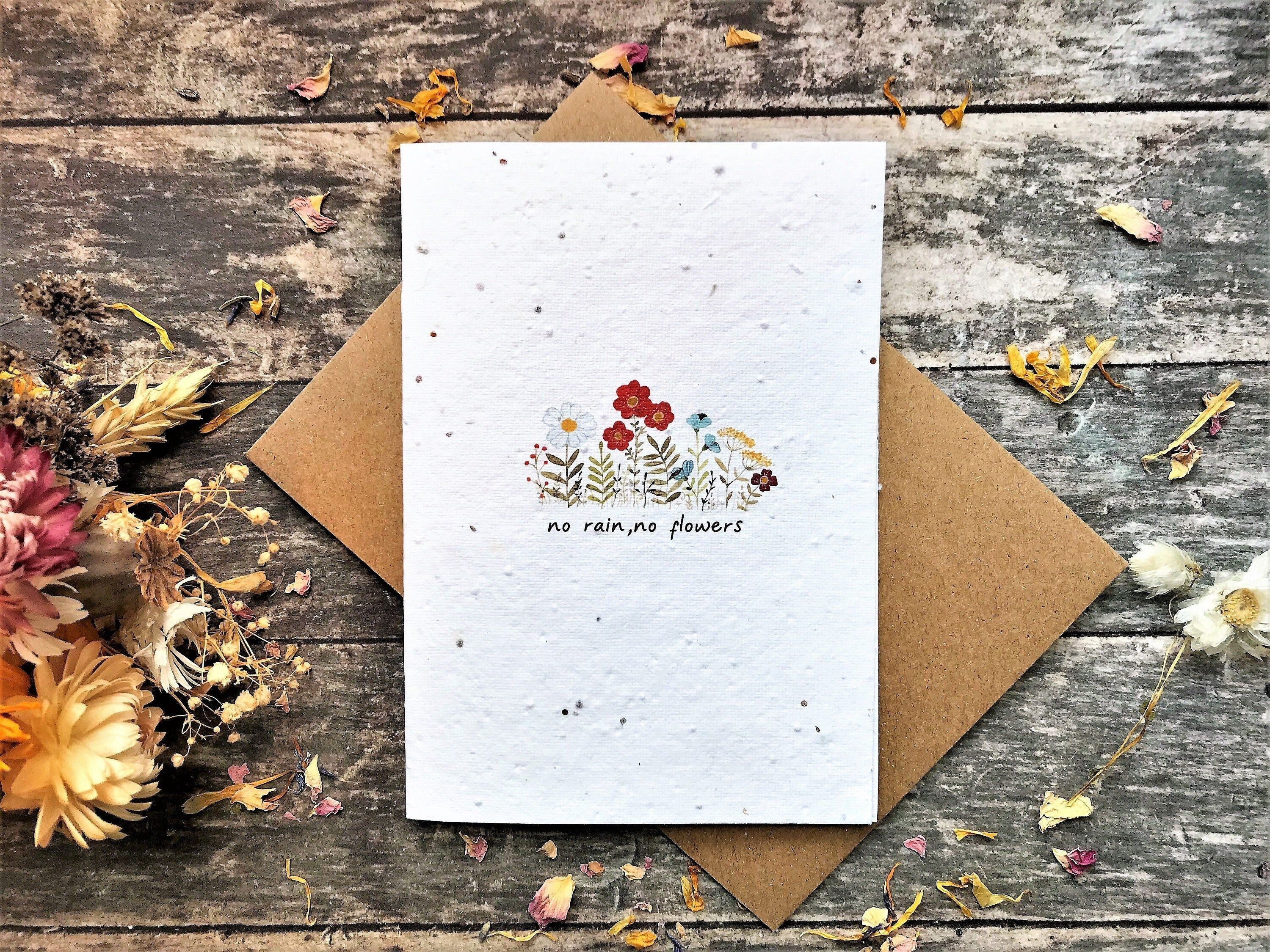 Plantable Seed Paper Card: Watercolor Flower Design, Inspirational A6 Card
