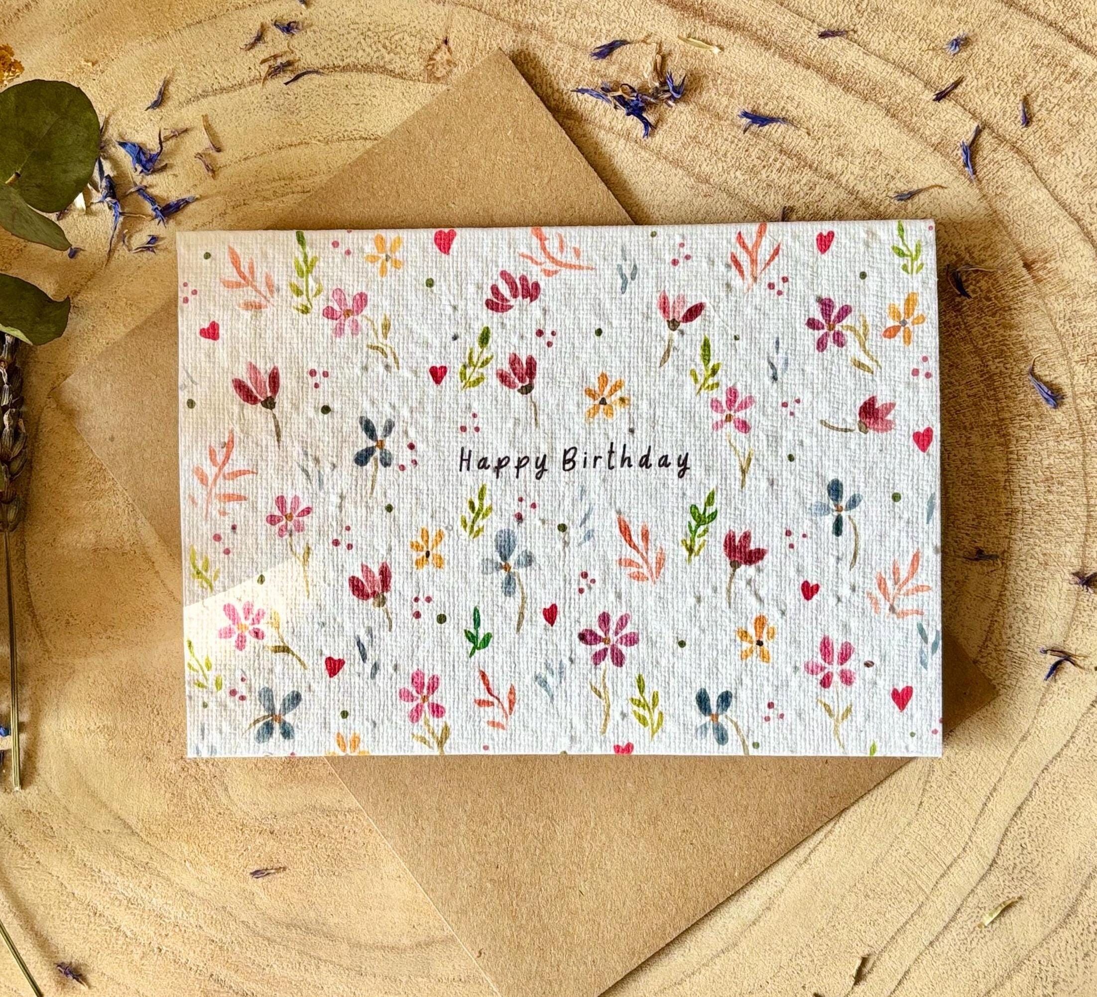 Plantable Seed Paper Birthday Card: Bee & Flower Design