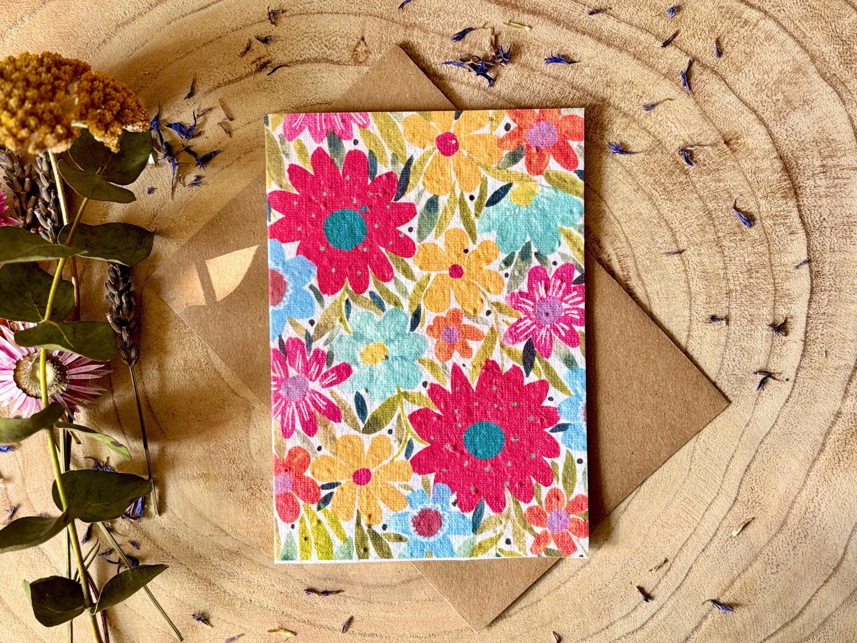 Biglietto di auguri di compleanno con semi piantabili: floreale, ecologico, formato A6