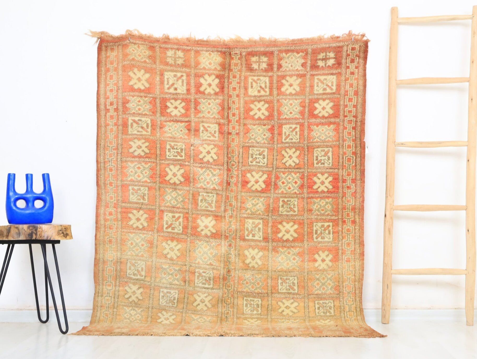 Alfombra marroquí vintage Yalouz 126 cm x 163 cm