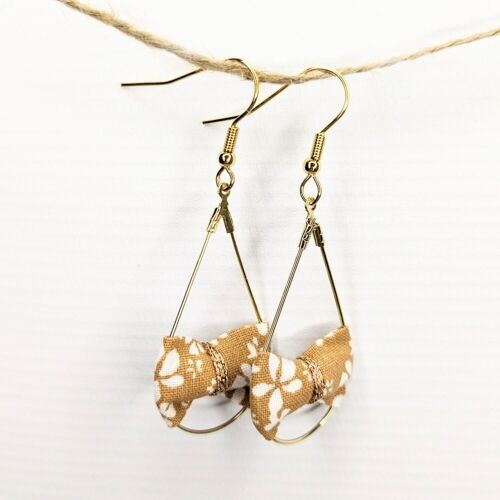 Orecchini pendenti discreti in cotone dorato - adulto/bambino