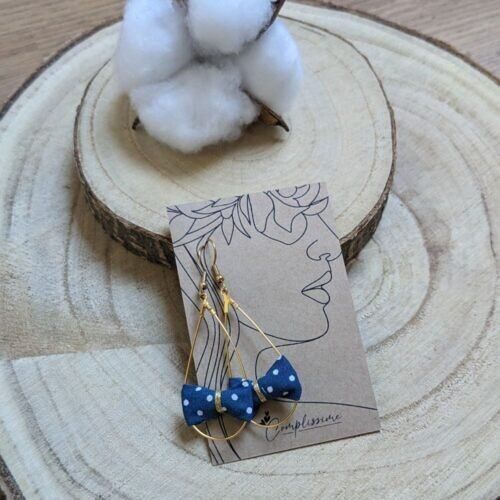 Gold cotton polka dot drop earrings of your choice – adult / child