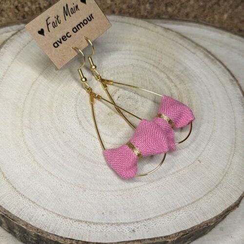 Conditional pink linen drop earrings