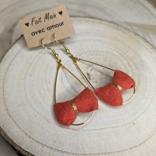 Terracotta Linen Drop Earrings