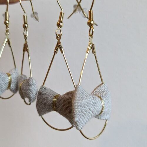 Natural Linen Drop Earrings